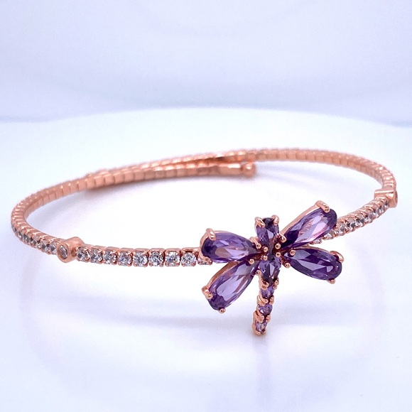 14K Rose Gold Plated Layered Dragonfly Wrap Bracelet - Picture 3 of 5
